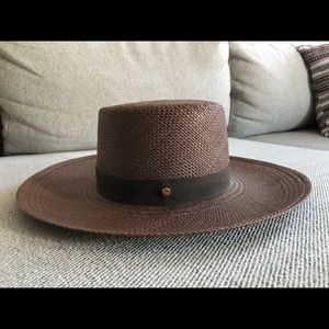 Janessa Leone Straw Hat, Chocolate (brand new)